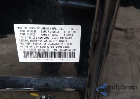 2016 Acura Ilx 2.4L/Acurawatch Plus Package from USA, damaged, VIN 19UDE2F38GA012371